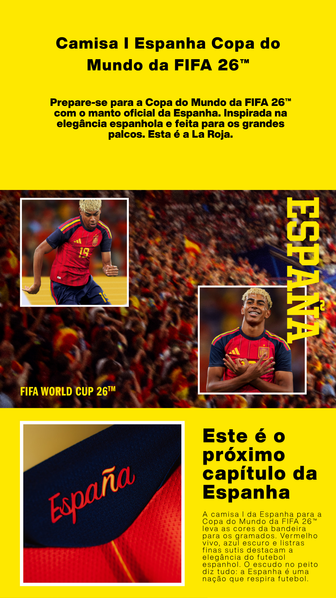 Camisa Espanha Home I Copa Do Mundo 2026 27 Torcedor Masculino Adidas Camisa Espanha Home I Copa Do Mundo 2026 27 Torcedor Masculino Adidas